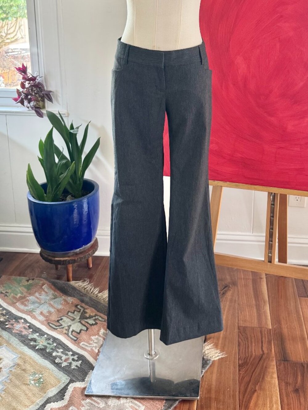 Express "Stylist" Tailored Flare Boot Cut Business Trouser Pant Charcoal Grey 4